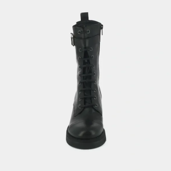 Boots à lacets, talons et détails argentés