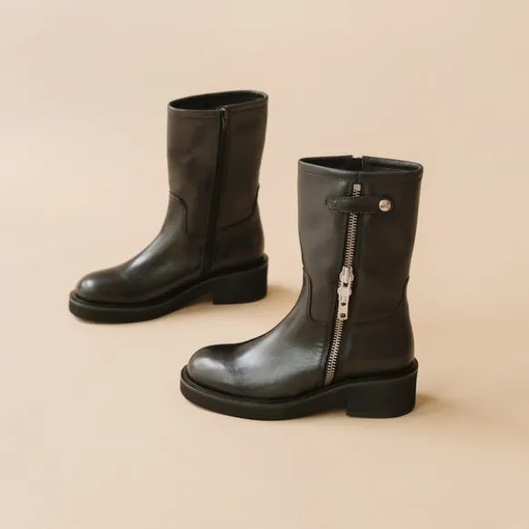 Boots à talons et doubles fermetures éclair
