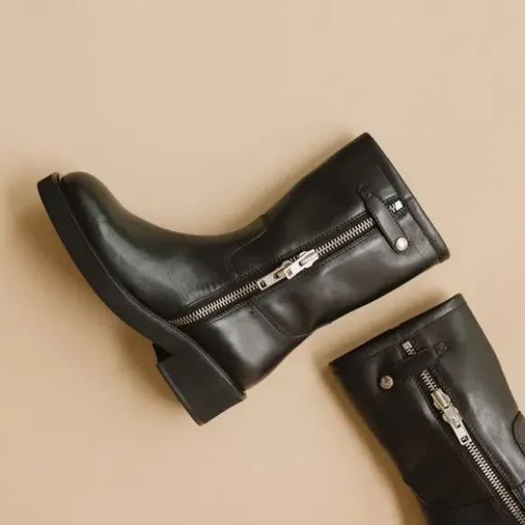 Boots à talons et doubles fermetures éclair