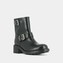 Boots à talons, semelles crantées et détails boucles argentées