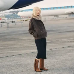 Bottes à franges et talons biseautés