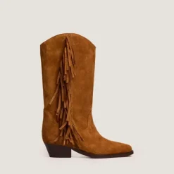 Bottes à franges et talons biseautés
