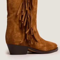 Bottes à franges et talons biseautés