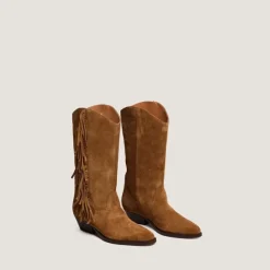 Bottes à franges et talons biseautés
