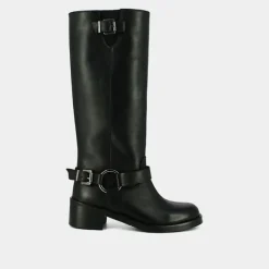 Bottes hautes à bouts ronds et boucles