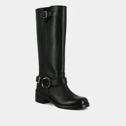 Bottes hautes à bouts ronds et boucles