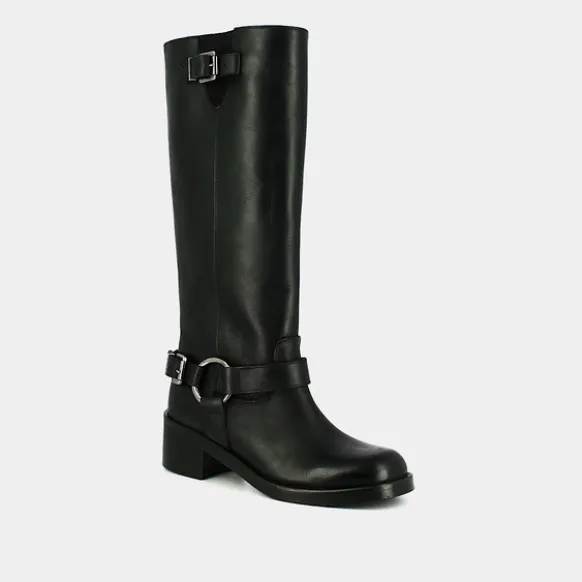 Bottes hautes à bouts ronds et boucles
