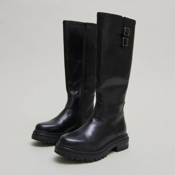 Bottes hautes à semelles crantées et bou...