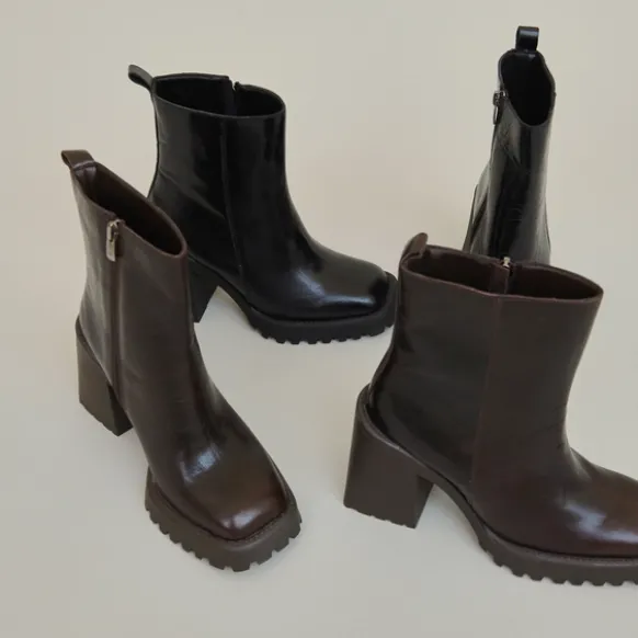 Bottines à semelles crantées et bouts ca...