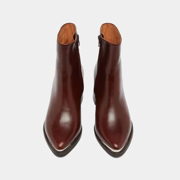 Bottines à talon et embout doré