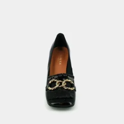 Mocassins à talons et boucles dorées