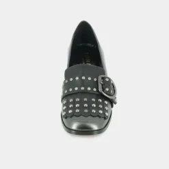 Mocassins à talons et pattes frangées
