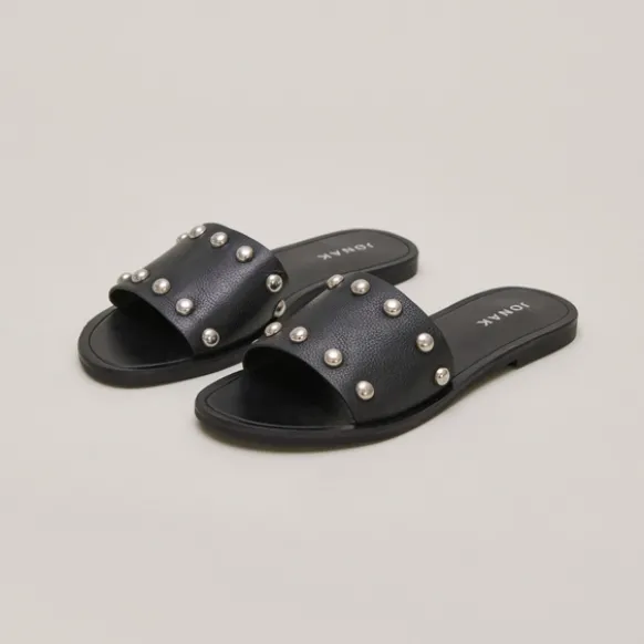 Mules à détails argentés