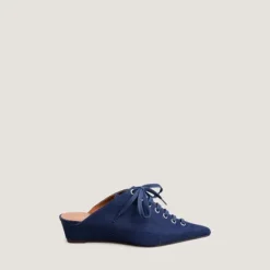 Mules à lacets et talons compensés