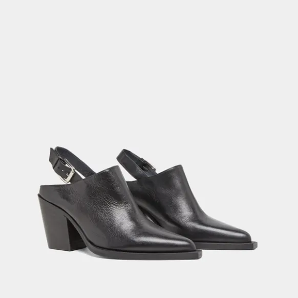 Mules à talons biseautés