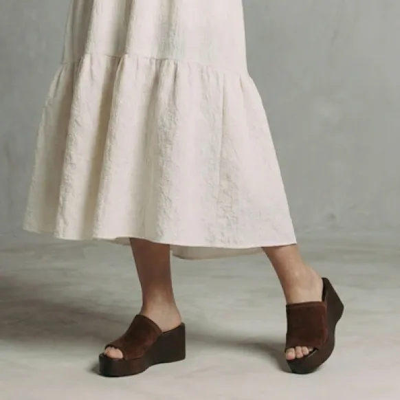Mules à talons compensés