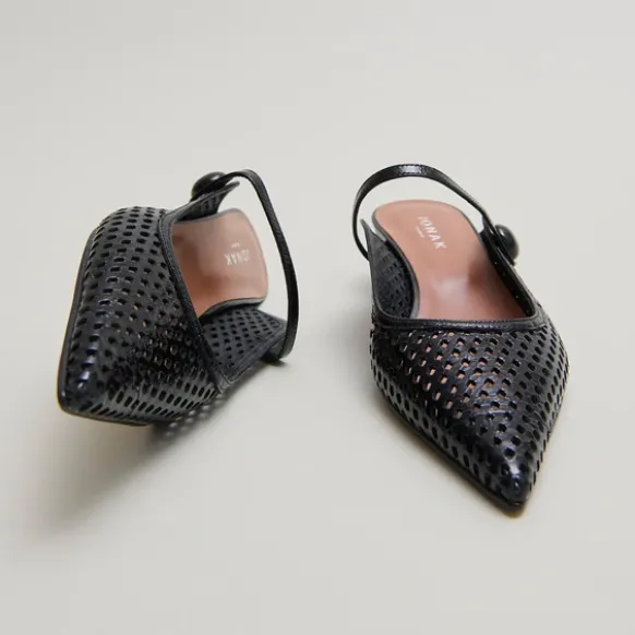 Mules compensées à bouts pointus