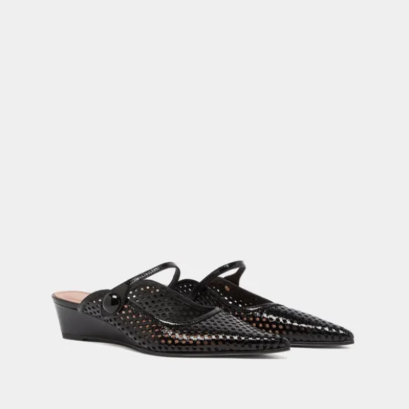 Mules compensées à bouts pointus