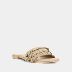 Mules en velours beige