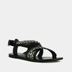 Nu-pieds en cuir noir à bride