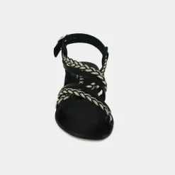 Nu-pieds en cuir noir à bride